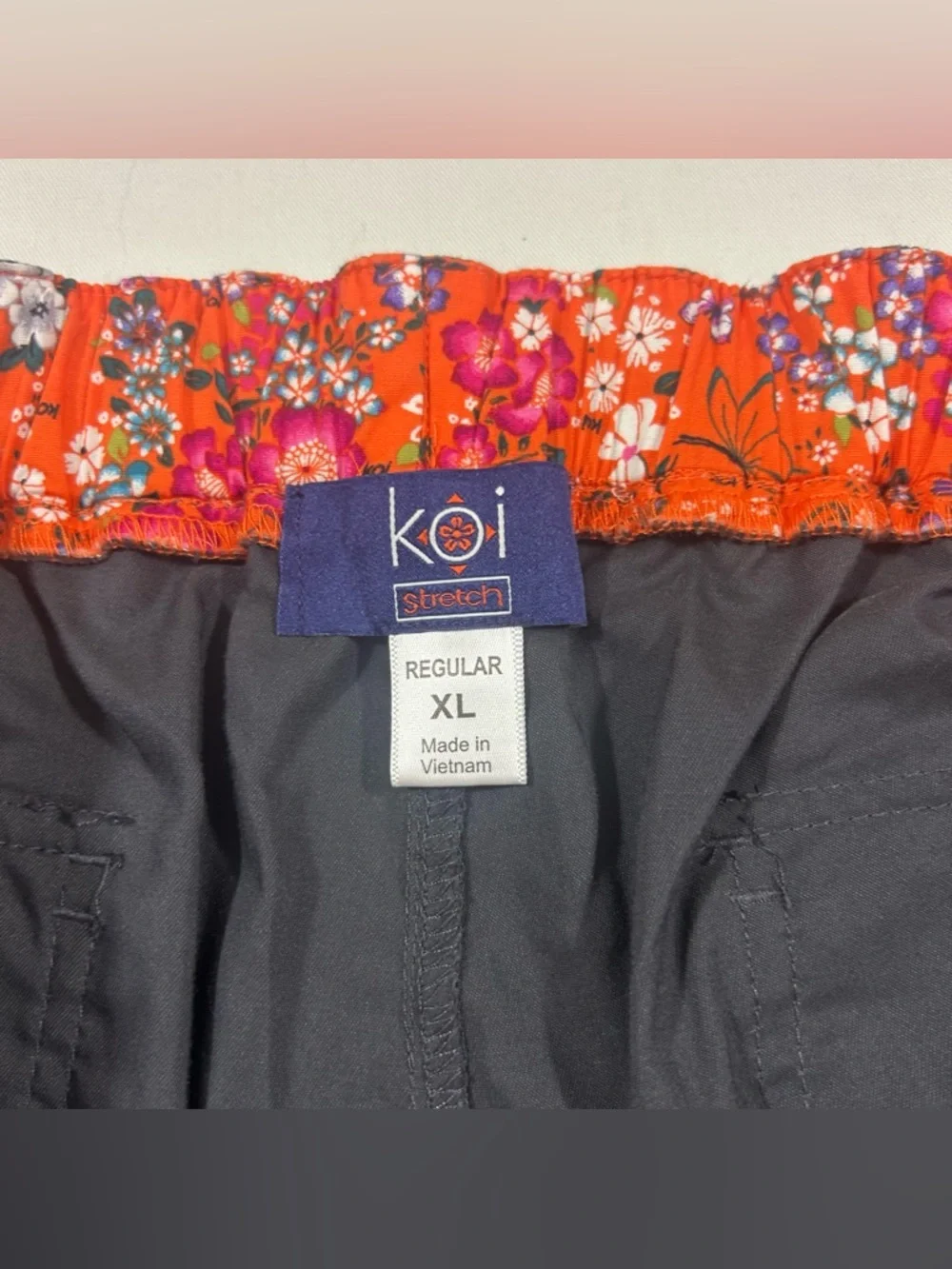 Koi Womens XL Scrub Jogger Cargo Pants Drawcord Nurse Uniform Gray - Picture 4 of 8